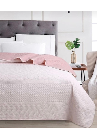 Kapreo Home Çok Amaçlı Çift Kişilik Yatak Örtüsü 200 X 220 Ekru - Pudra