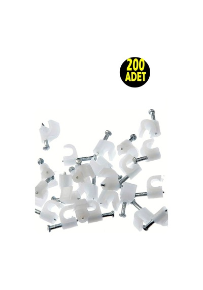 200 Adet No 1 Beton Çivili Kablo Tutucusu Kroşe -4x6 Mm Kordon Kablo Kroşesi