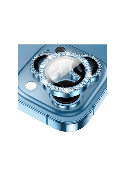 Binano Apple Uyumlu iPhone 15 Pro/15 Pro Max Taşlı Deniz Mavisi Kamera Koruyucu