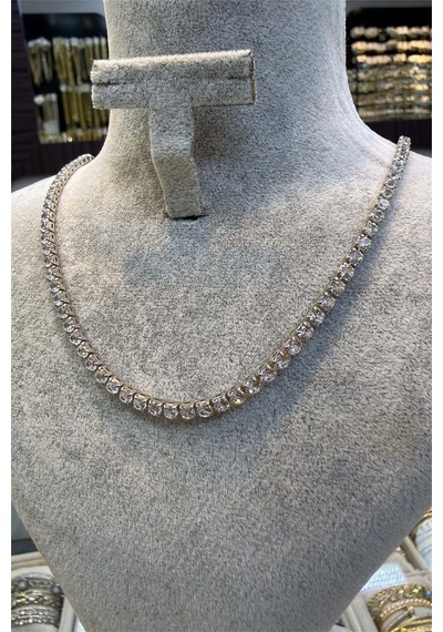 5 Mm Çelik Silver Renk Kolye 45 Cm Beyaz