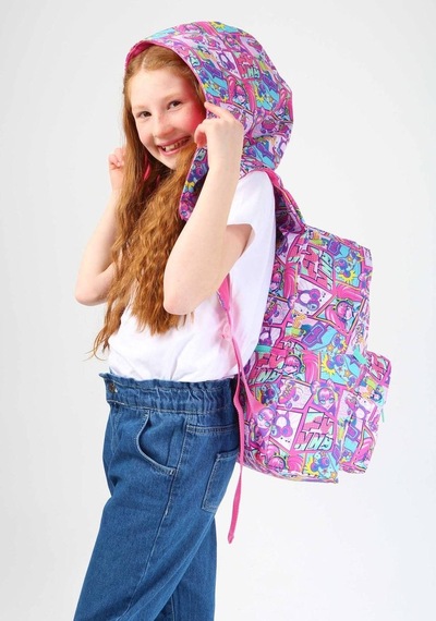 Kaukko Kids Pembe Yeşil Kız Çocuk Okul Sırt Çantası - Yağmurluk Özellikli
