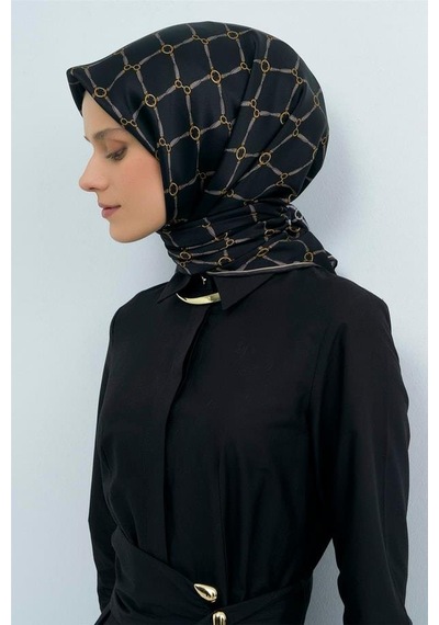 Armine İpek Eşarp 2026 Yaz - 9538-84 Siyah Twill