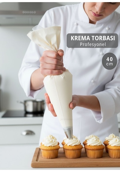 Profesyonel 40 Cm Krema Torbası Bez Cupcake Ve Standart Pasta Dolguları İçin beyaz