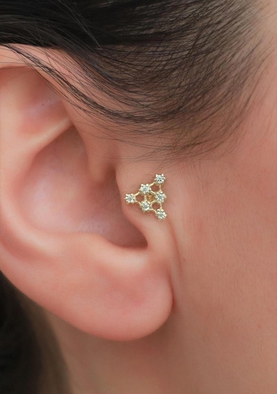 14 Ayar Altın Pietra Üçgen Tragus Piercing Sarı