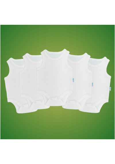 Novibaby 5'li 18-24 Ay Bebek Atlet Body Zıbın Beyaz Çıtçıtlı 100% Pamuk Beyaz