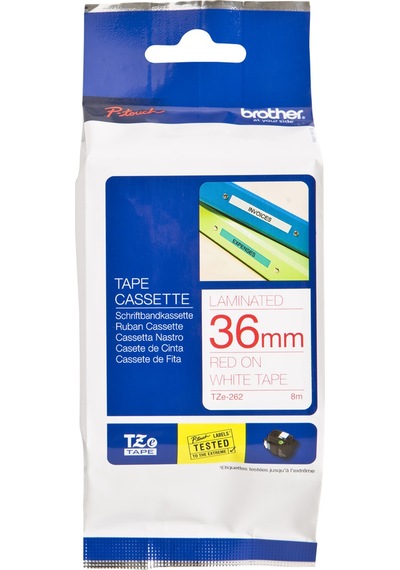 Brother P Touch Tze 262 Tze Tape 36 Mm Beyaz Üzerine Kırmızı Lami