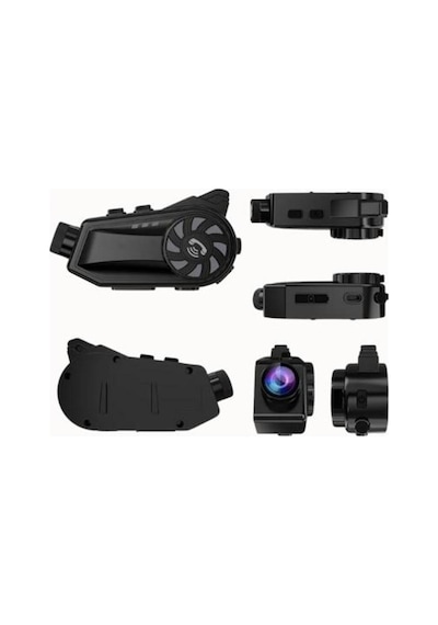 Bt68 Interkom Motosiklet Kask Kamerası 1080p Hd + Bluetooth Kulaklık Gece Görüşlü 360 Ayarlanabilir