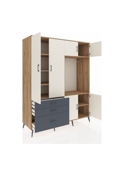 Kronos Gardrop 7 Raflı 3 Çekmeceli Tek Askılı 176x59x221 Çam-aytaşı/antrasit Aytaşı/antrasit Kronos Gardrop 7 Raflı 3 Çekmeceli Tek Askılı 176x59x221 Çam-aytaşı/antrasit Aytaşı/antrasit