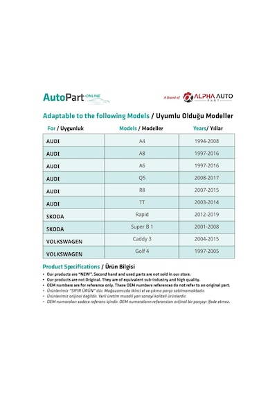 Skoda, Audi, Volkswagen İçin Döşeme Klipsi- 100 Adet
