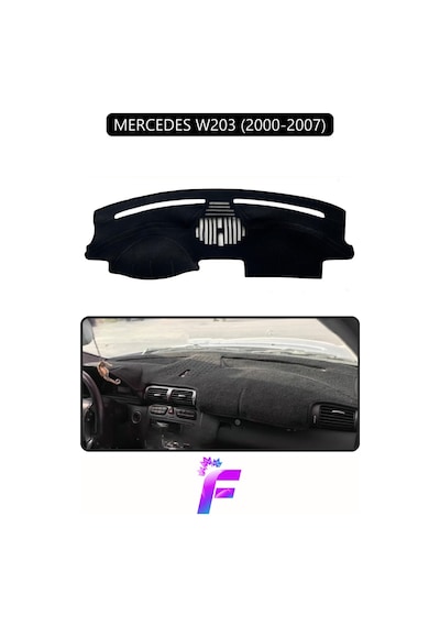 Mercedes W203 2000-2007 Uyumlu Torpido Örtüsü Yansıma Önleyici Kolay Montaj Tam Koruma H24