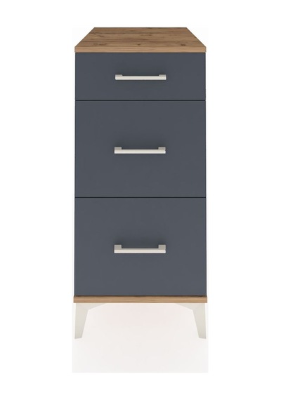 Kronos Komodin 3 Çekmeceli 44x59x96 Çam-antrasit Atlas Çam