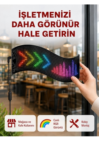 Mey İthalat Rgb Renkli Led Ekran Tabela Usb Bağlantılı Ve Kayan Yazı Destekli -