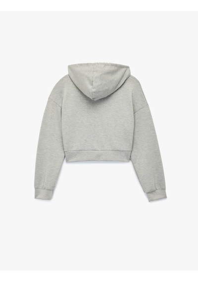 Koton Modal Kumaş Cepli Uzun Kollu Fermuarlı Kapüşonlu Sweatshirt Gri Melanj 6wak10073ek Gri Melanj