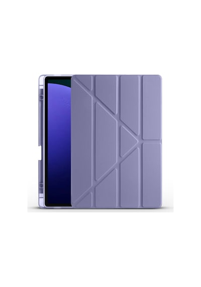 Galaxy Tab S9 Plus Kılıf Uyumlu Zore Tri Folding Kalem Bölmeli Standlı Kılıf-mor Tablet Kılıfı