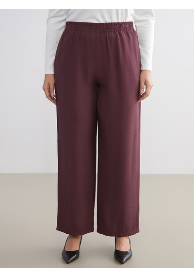 Lcw Modest Mürdüm Beli Lastikli Geniş Paça Kadın Pantolon