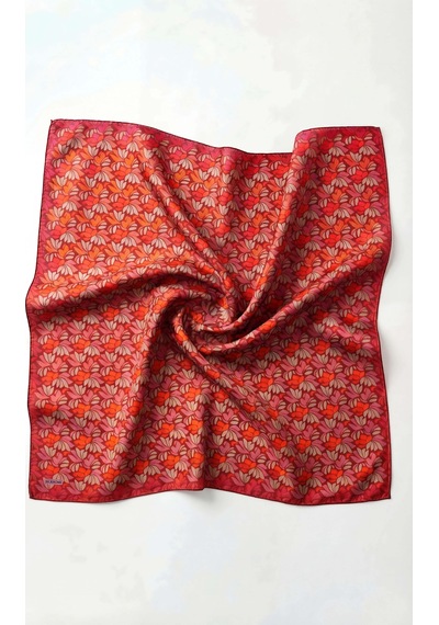 Silk Home Soft Eşarp Floral Line Koyu Kırmızı 90x90 Çok Renkli