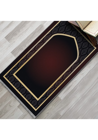 Evaşk Namazlık Dokuma Halı Kaymaz Muslumana Seccade66x113 Bordo EVASK808B80