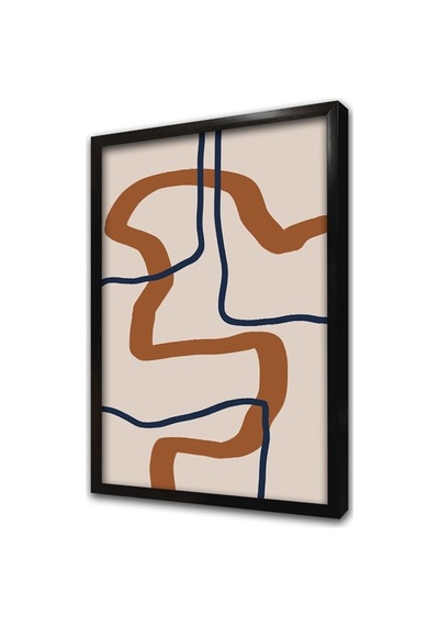 Turuncu Siyah Line Art Üçlü Çerçeveli Mdf Tablo Seti-173812