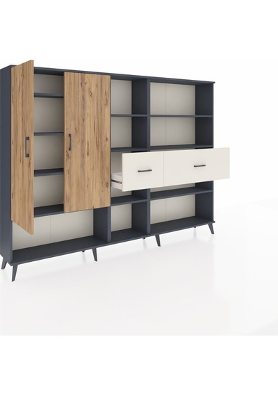 Arges Dolap 10 Raflı 2 Çekmeceli 2 Kapaklı 220x30x163 Antrasit-çam/aytaşı Atlas Çam/aytası - Antrasıt Arges Dolap 10 Raflı 2 Çekmeceli 2 Kapaklı 220x30x163 Antrasit-çam/aytaşı Atlas Çam/aytası - Antrasıt