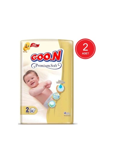 Goon Premium Soft Bebek Bezi 2 Numara 2 x 58 Adet 2'li