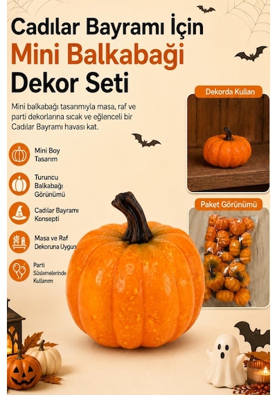 Halloween Cadılar Bayramı Mini Balkabağı Dekor Seti Turuncu Balkabağı Süsleri Tüm Yaşlar