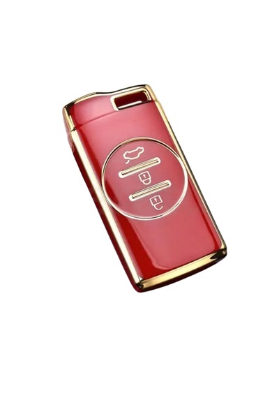 Autohan Keys Lüx Chery Tiggo 7 Pro 3 Buton Smart Nano Anahtar Kılıfı Kırmızı Gold Altın Renk