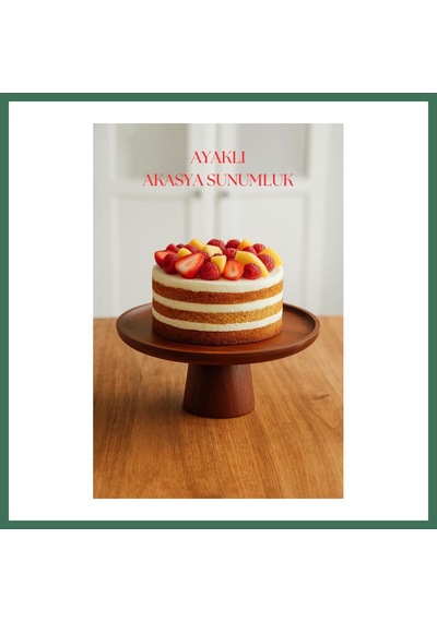 En-cag Akasya Ayaklı Sunumluk & Sunum Tabağı & Sunum Servisi 30x30x10 Cm Bss
