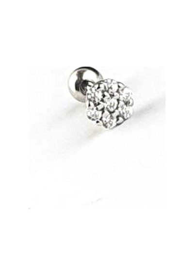 Pırlanta Parlaklığında Zirkon Taşlı 925ayar Gümüş Tragus Helix Kikirdak Piercing Gümüş
