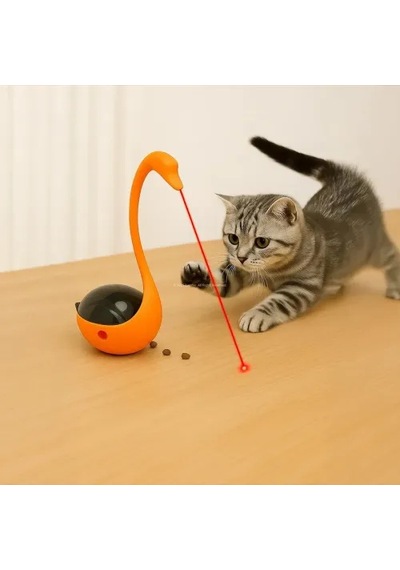 Kuğu Şeklinde Lazerli Ve Mama Hazneli Kedi Oyuncağı Açık Lila