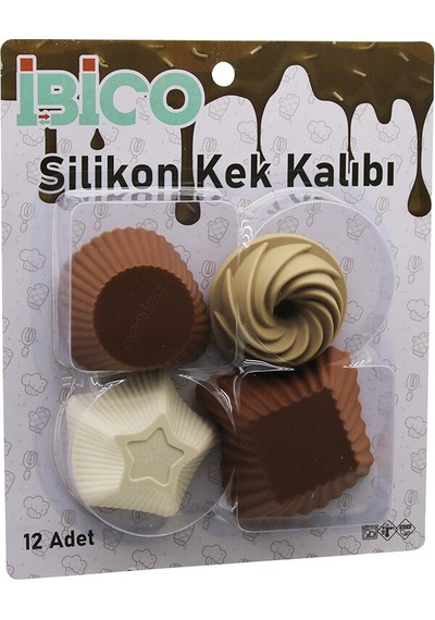 Lunaev 12pcs Renkli Silikon Muffin - Kek Kalıp Mix Şekil 3-dikdörtgen - 3-yuvarlak - 3-rüzgar Gülü .
