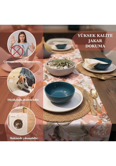 Runner Masa Örtüsü 45 X 140 Cm, Jakarlı Dokuma Dekoratif Masa Runner, Mutfak Ve Salon İçin - Kiremit Renkli Çiçek Desenli Çok Renkli Runner Masa Örtüsü 45 X 140 Cm, Jakarlı Dokuma Dekoratif Masa Runner, Mutfak Ve Salon İçin - Kiremit Renkli Çiçek Desenli Çok Renkli