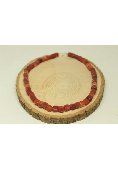 Akik Taşı Küp Şekilli Kolye 7-8mm Aralığı (Klipsli) (23835) Altın