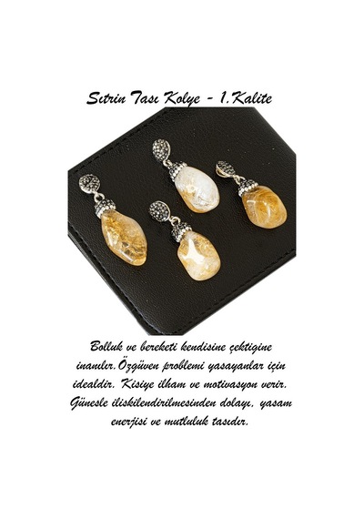 Erilsa Sertifikalı Zirkon Taşlı Model Ham Sitrin Taşı Doğal Taş Kolye Çok Renkli