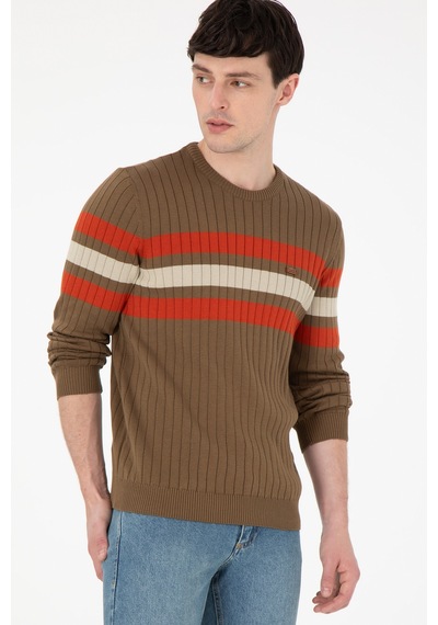 U.S. Polo Assn. Erkek Slim Fit Bisiklet Yaka Haki Kazak 50297046-VR027