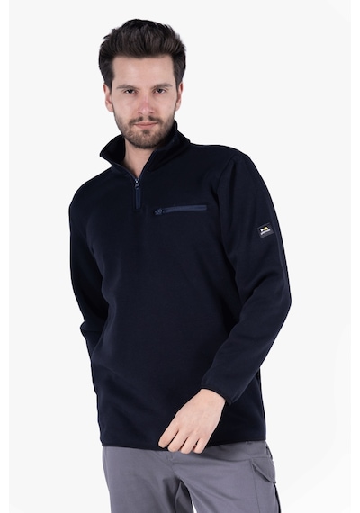 3 İplik Dik Yakalı Fermuarlı Sweatshirt Lacivert