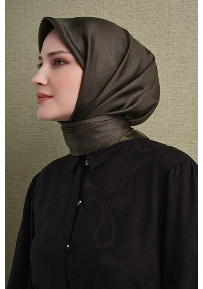 Armine İpek Eşarp 2027 Kış - 9601-87 Koyu Haki Twill