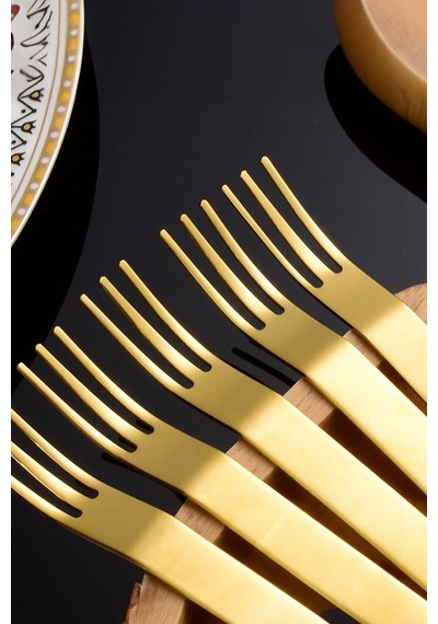 304 Çelik 6 Adet Gold Renk Tatlı Ve Meyve Çatalı Mt159sr-6 Altın