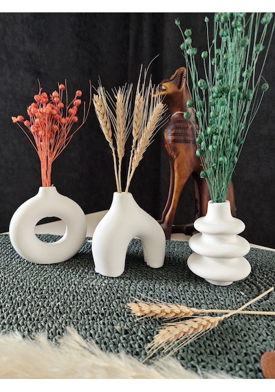 Minimal 3 Lü Dekoratif Vazo Set,biblo,minyatür Çok Renkli