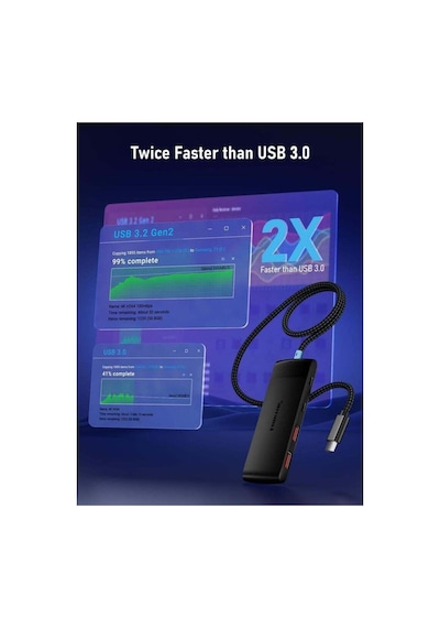 Lemorele Tc109 4 Port 10gbps Yüksek Hızlı Type-c Çoklayıcı Veri Aktarım Adaptörü 2x Type-c + 2x Usb-a 3.2 Apple Macbook Uyumlu  Tablet Pc
