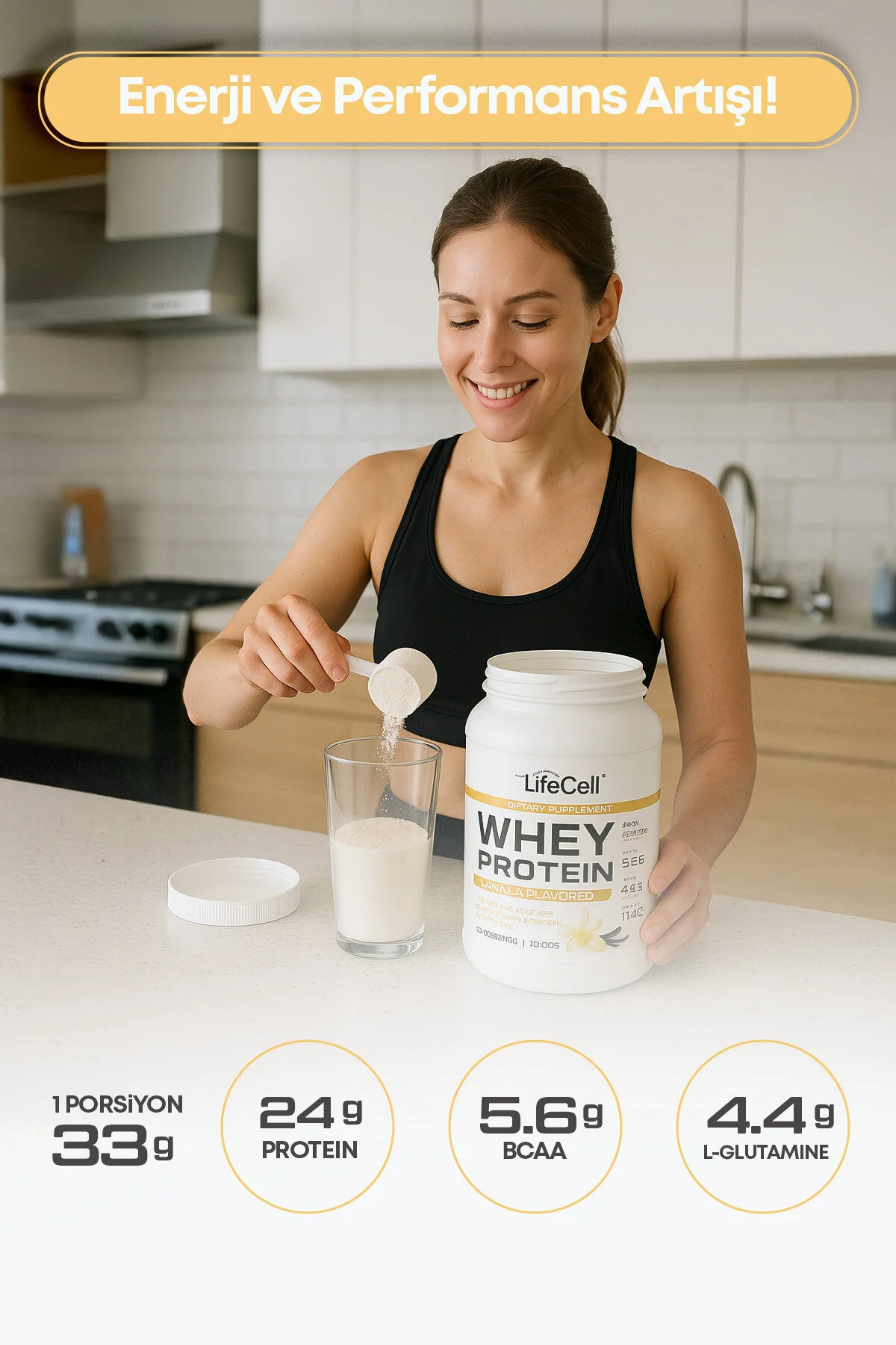 Whey Protein Tozu Vanilya Aromalı 33 Servis - 1000g