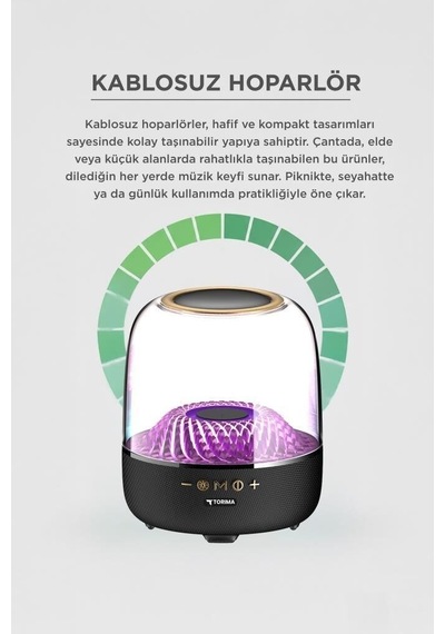 Premium Bluetooth Hoparlör Rgb Işıklı Speaker D33 Siyah Güçlü Ses Seyahat Aleti Bas