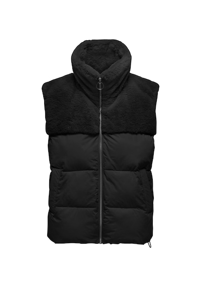 Only Kadın Onlwanja Dik Yaka Peluş Detaylı Yelek 15322053 Siyah Siyah