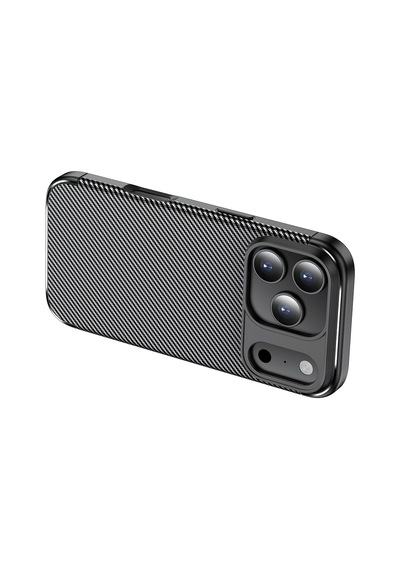 Apple Uyumlu iPhone 17 Pro Kılıf Karbon Silikon Case Kapak Siyah