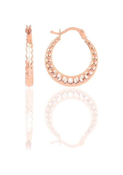 Söğütlü Silver Gümüş Çizgili Orta Boy Şarnel Küpe Barcode Gold - Rose Gold - Rodyum