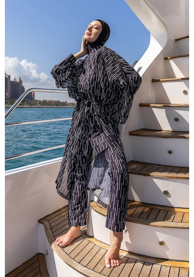 Remsa Mayo Remsa Tesettür Mayo Üzerine Tek Kaftan Kimono Pareo Rp006 Yasmin Siyah