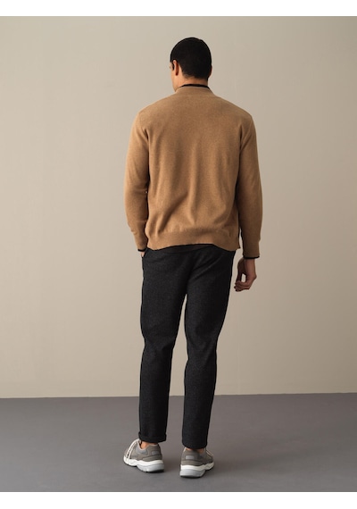 Xint Camel Regular Fit Dik Yaka Pamuklu Hırka 801663