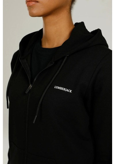 Lumberjack Sn77 Basic Full Zip Kapsonlu Fermuarli Bayan Sweat - Siyah