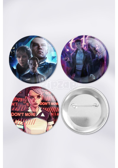 Detroit Become Human Video Oyun Çanta Süsü İğneli Buton Rozet Seti 3 Adet Üçlü