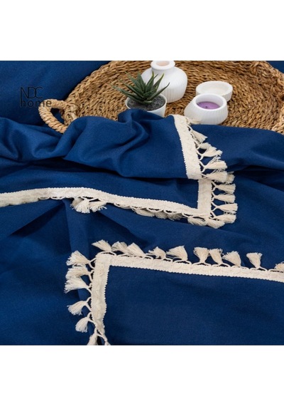 Dnc Home Tekstil Ndchome Premium Keten Lacivert Ponponlu Koltuk Örtüsü 170 X 220