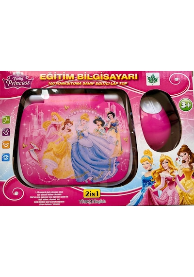 100 Fonksiyonlu Türkçe İngilizce Eğitim Bilgisayarı 2ın1 Set Eğitici Bilgisayar Ve Mouse Laptopu Pembe